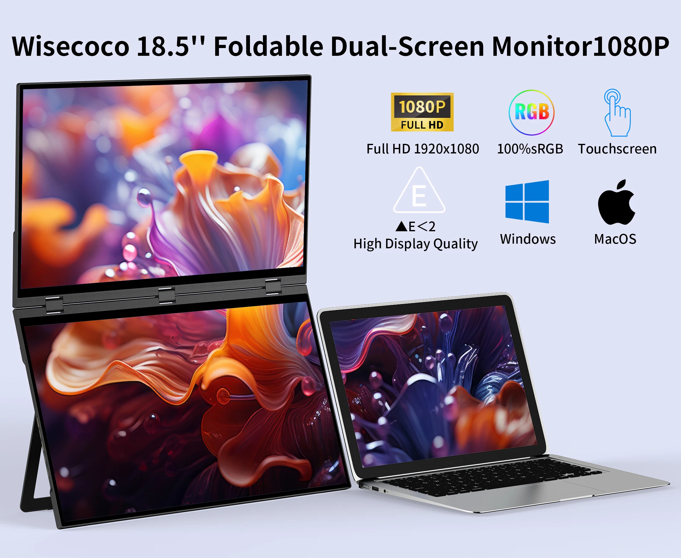 18.5 Inch 120Hz Touch Double Screen Dual Portable Monitor 1080P 360° Folding Stacked Triple Display for Laptop PC Phone PS5 Game
18.5 Inch 120Hz Touch Double Screen Dual Portable Monitor 1080P 360° Folding Stacked Triple Display for Laptop PC Phone PS5 Game