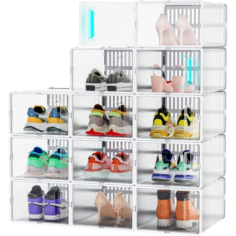 12 Pack Shoe Organizer, Clear Plastic Stackable Shoe Storage, Multifunctional Shoe Box, Universal Storage Boxes
12 Pack Shoe Organizer, Clear Plastic Stackable Shoe Storage, Multifunctional Shoe Box, Universal Storage Boxes