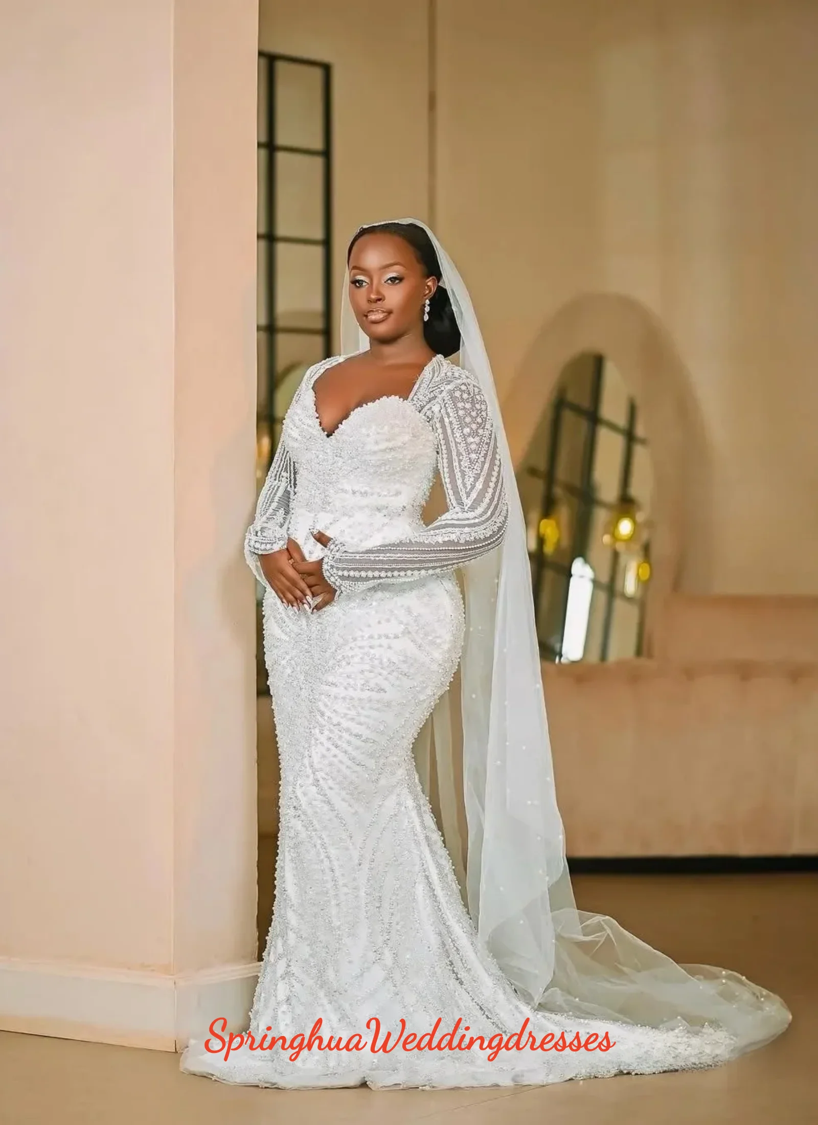 Plus Size Mermaid Wedding Dress Customized Bride Long Sleeves Detachable Train Sweetheart Long Sleeves Beaded Lace Tiered
Plus Size Mermaid Wedding Dress Customized Bride Long Sleeves Detachable Train Sweetheart Long Sleeves Beaded Lace Tiered