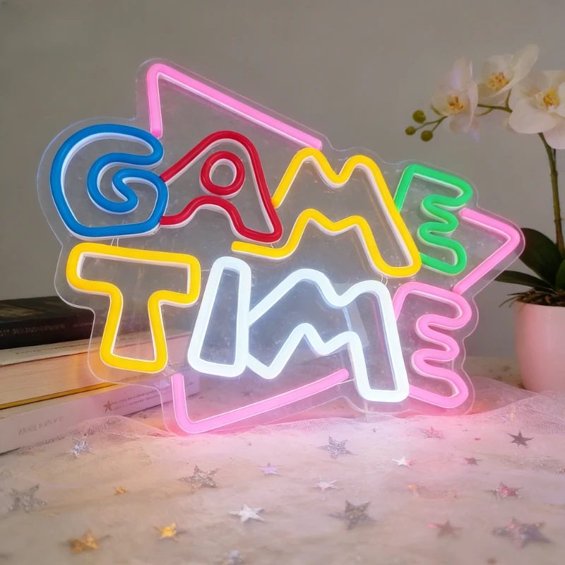 GAME TIME Neon Sign LED Night Light USB Gaming Room Decor Aesthetic Wall Art Desk Lamp for Game Room Boy Bedroom Gift
GAME TIME Neon Sign LED Night Light USB Gaming Room Decor Aesthetic Wall Art Desk Lamp for Game Room Boy Bedroom Gift