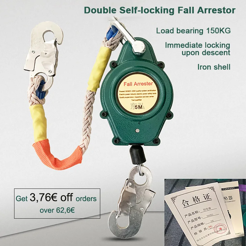 Crane Self-locking Fall Arrestor High Altitude Heavy Duty Fall Cargo Working Iron Shell Fall Arrestor Speed Self-control Device
Crane Self-locking Fall Arrestor High Altitude Heavy Duty Fall Cargo Working Iron Shell Fall Arrestor Speed Self-control Device