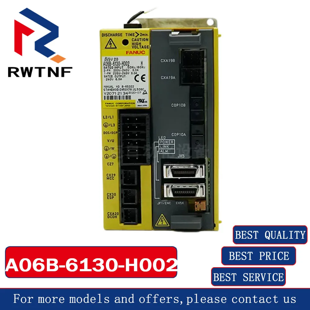 Brand New Genuine A06B-6130-H002 FANUC CNC Servo drive amplifier controller,100% original warehouse stock
Brand New Genuine A06B-6130-H002 FANUC CNC Servo drive amplifier controller,100% original warehouse stock