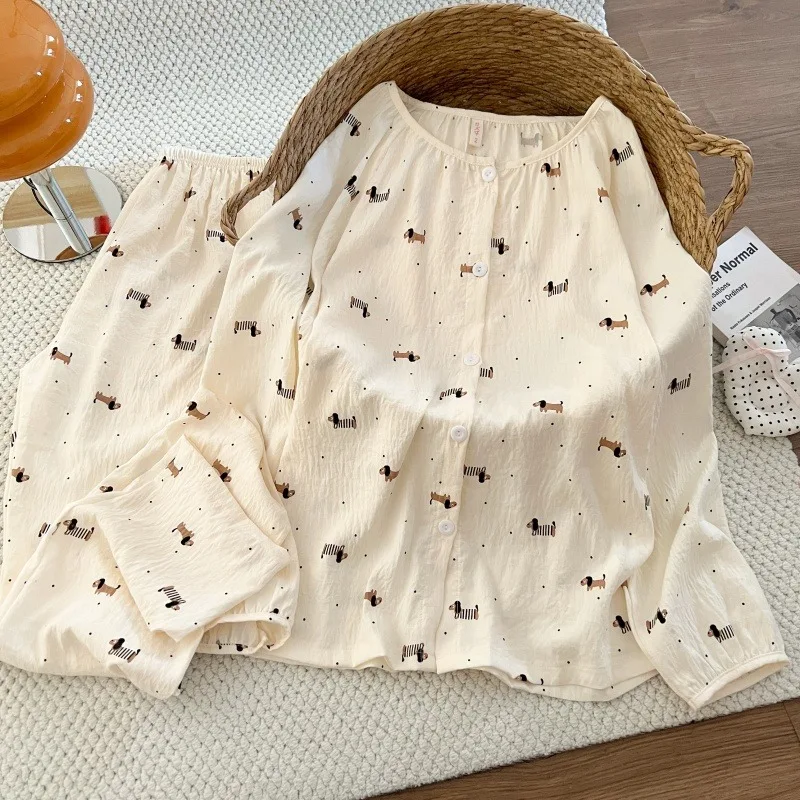 Print Puppy Sweet Cute Women's Pajamas Set 2 Pieces Sleepwear Casual Nightwear Loungewear Crew Neck 2026 Summer Women's Pajamas
Print Puppy Sweet Cute Women's Pajamas Set 2 Pieces Sleepwear Casual Nightwear Loungewear Crew Neck 2026 Summer Women's Pajamas