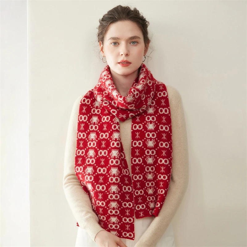 Luxury 100% Pure Cashmere Scarf Women In Autumn Winter New Warm And Thick Knitted Jacquard Scarf, Versatile Korean Version
Luxury 100% Pure Cashmere Scarf Women In Autumn Winter New Warm And Thick Knitted Jacquard Scarf, Versatile Korean Version