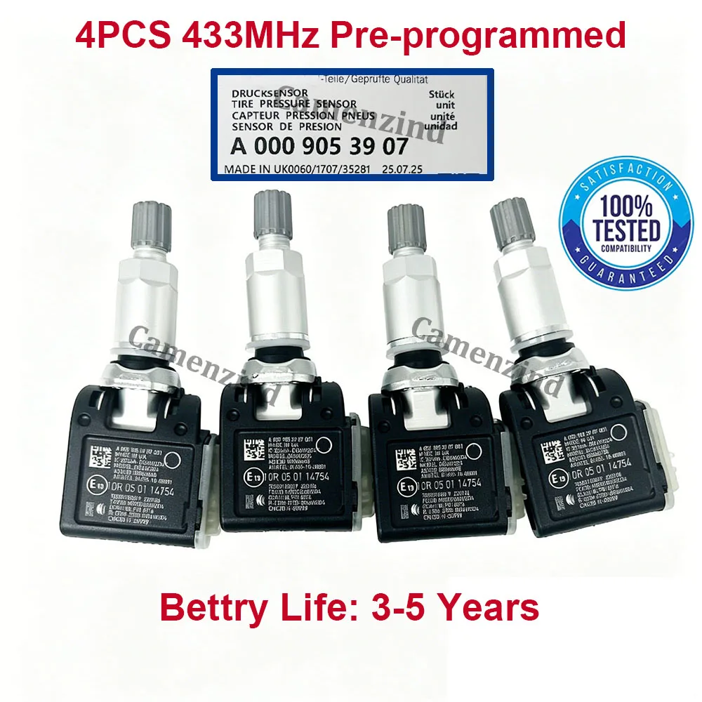 4Pcs TPMS Tire Pressure Sensor A0009053907 A0009050030 A00035409017 A0009051804 A0009054100 A0009057200 for Mercedes-Benz Smart
4Pcs TPMS Tire Pressure Sensor A0009053907 A0009050030 A00035409017 A0009051804 A0009054100 A0009057200 for Mercedes-Benz Smart