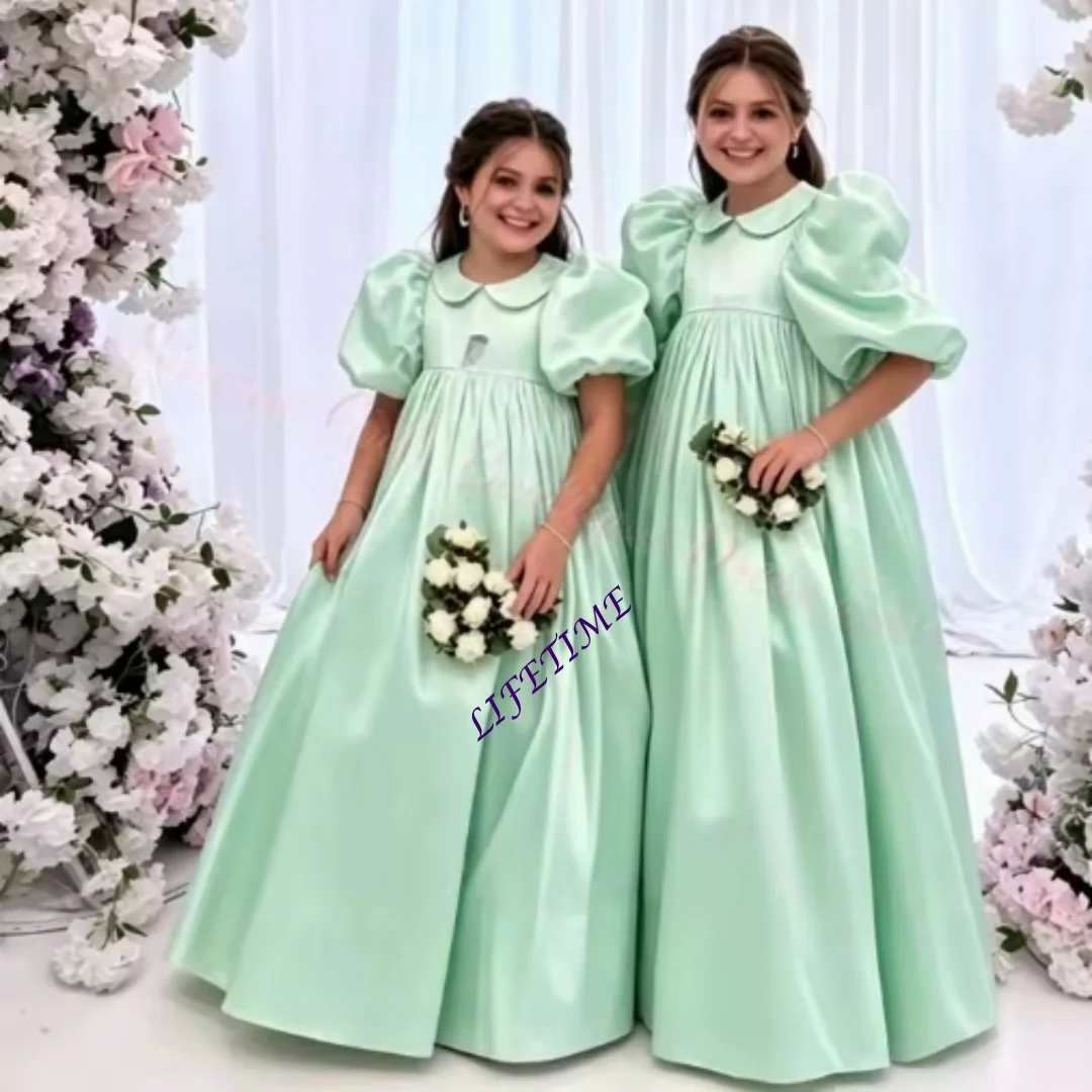 CustomizedGirl gown Elegant Princess Draped Flower Girl Dress for Wedding Party Neck High Waist Balloon Sleeve Holy Communion Dr
CustomizedGirl gown Elegant Princess Draped Flower Girl Dress for Wedding Party Neck High Waist Balloon Sleeve Holy Communion Dr