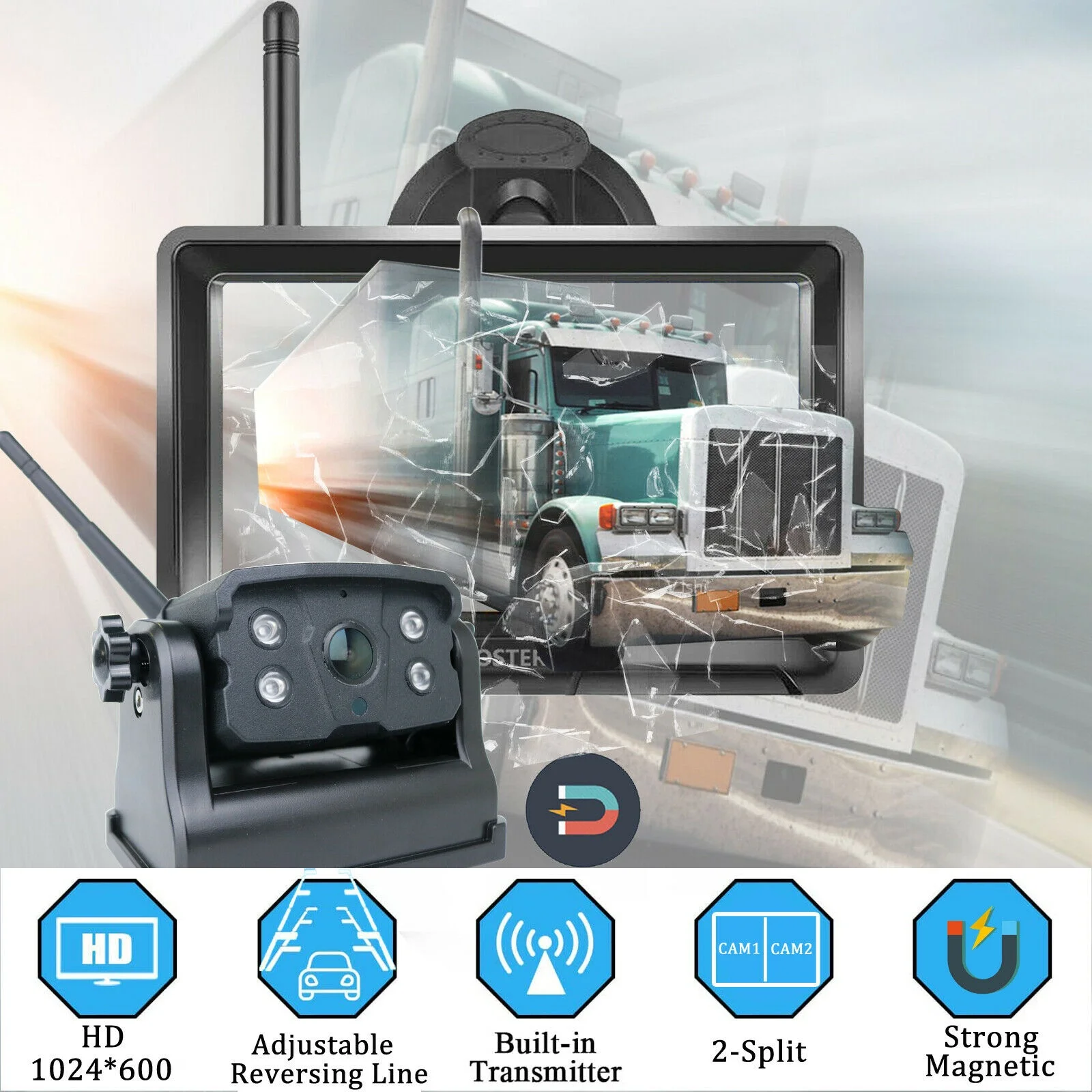 IPoster For RV Trailer Truck Bus 2CH Wireless 5" Monitor Portable Magnetic Battery Powered Backup Camera
IPoster For RV Trailer Truck Bus 2CH Wireless 5" Monitor Portable Magnetic Battery Powered Backup Camera