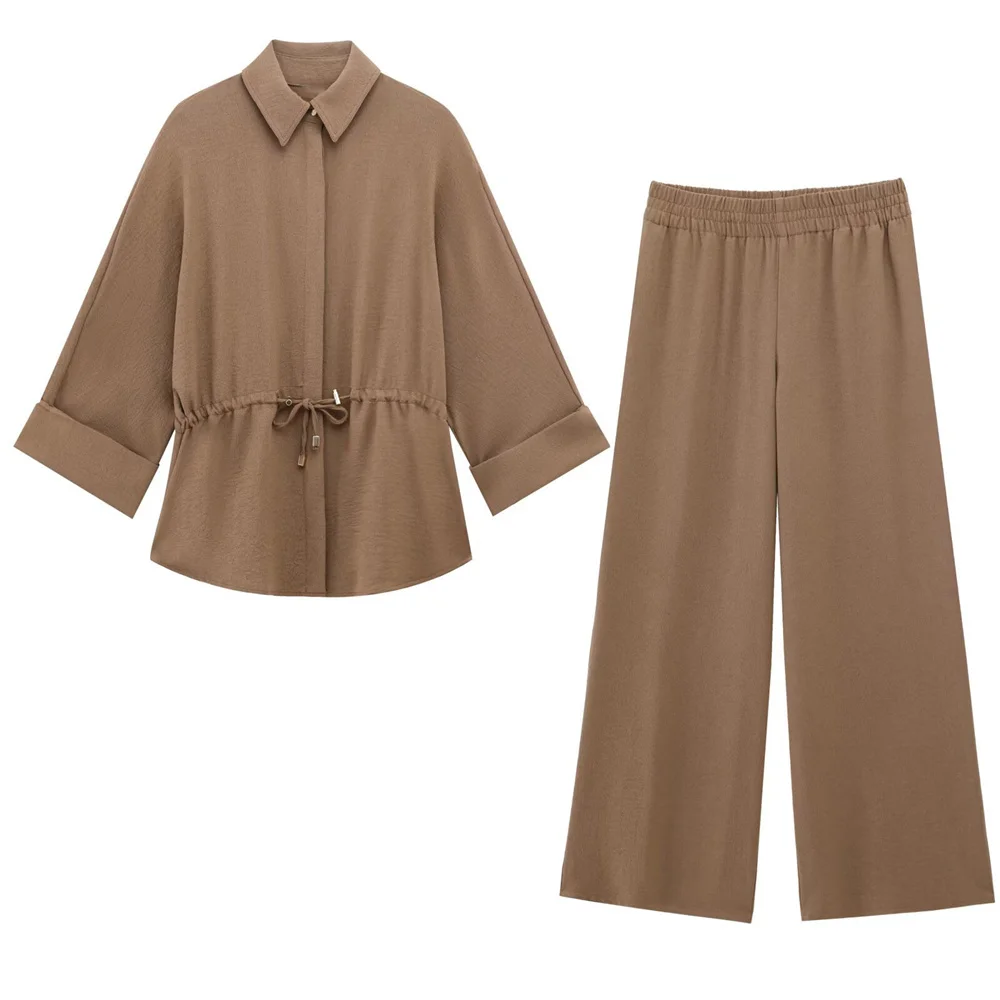PB&ZA 2025 Women's Camel Collared Drawstring - Waist Blouse and Wide - leg Elastic - Waist Pants Set for Sale on AliExpress
PB&ZA 2025 Women's Camel Collared Drawstring - Waist Blouse and Wide - leg Elastic - Waist Pants Set for Sale on AliExpress