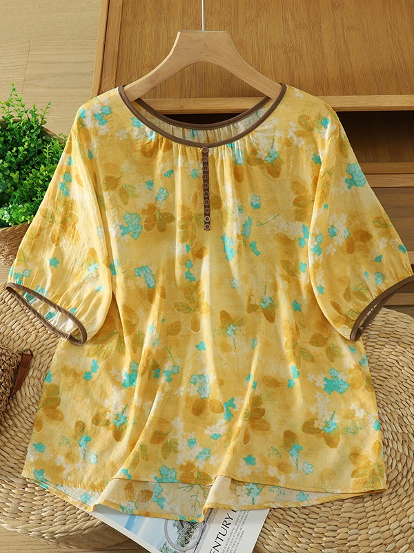 Retro Contrast Color round Neck Printed Shirt Women's Summer New Thin Linen Loose Top Cotton Linen Blend Short Sleeve Casual ...
Retro Contrast Color round Neck Printed Shirt Women's Summer New Thin Linen Loose Top Cotton Linen Blend Short Sleeve Casual ...