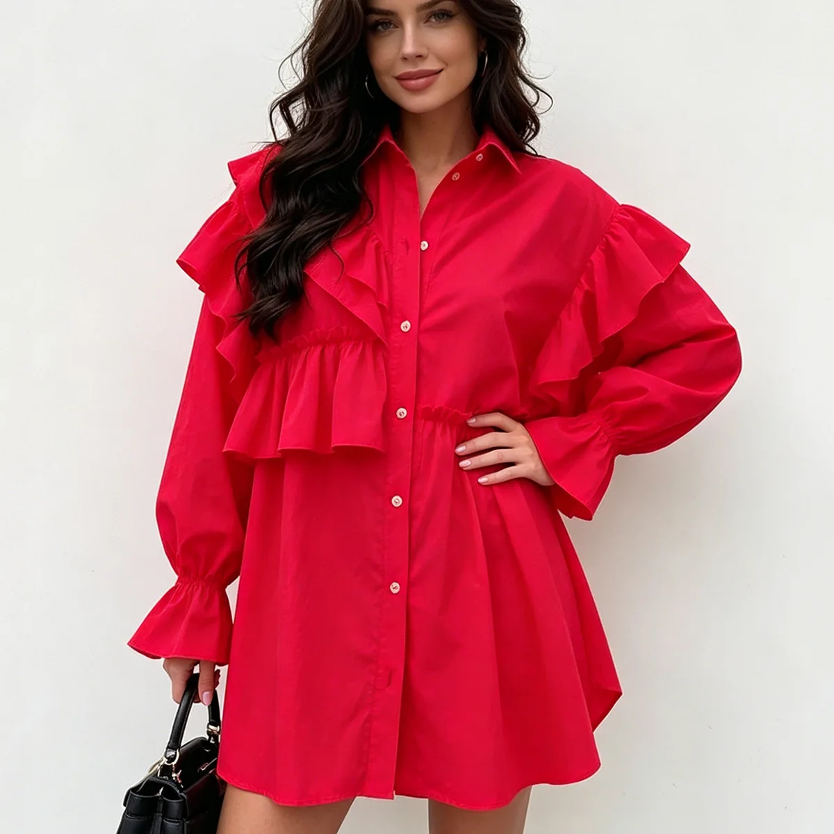 WXOY Women's Loose Casual Oversized Button Down Shirts Ruffle Business Work Wear Asymmetrical Hem Collar Long Sleeve Top
WXOY Women's Loose Casual Oversized Button Down Shirts Ruffle Business Work Wear Asymmetrical Hem Collar Long Sleeve Top