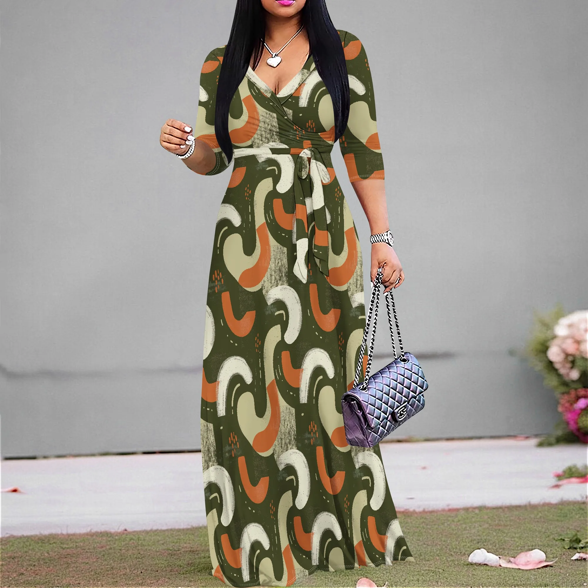 Retro Green Print Maxi Dress African American Style S-3XL, Soft Stretchy Summer Brunch Outfit
Retro Green Print Maxi Dress African American Style S-3XL, Soft Stretchy Summer Brunch Outfit