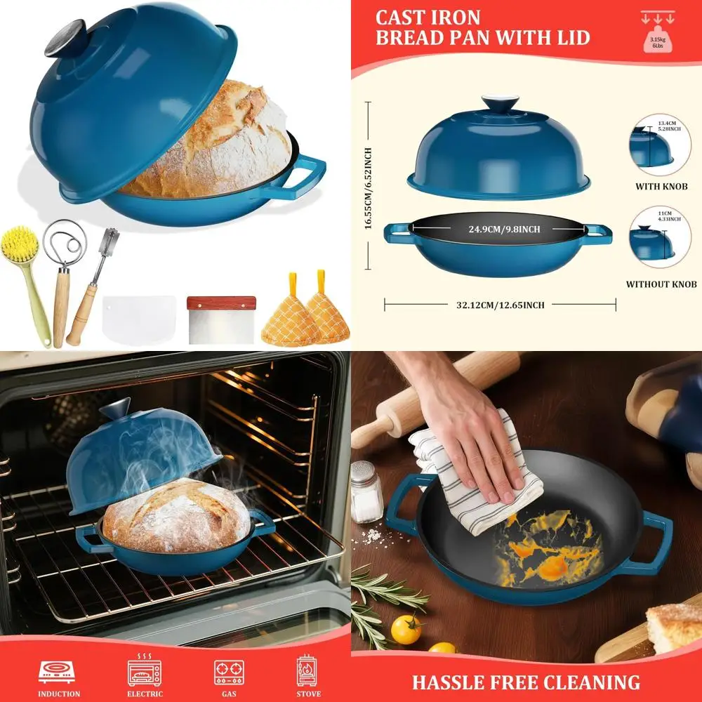 5-Quart Enameled Dutch Oven with Cloche Lid for Sourdough and Artisan Bread Baking in Jewel Blue
5-Quart Enameled Dutch Oven with Cloche Lid for Sourdough and Artisan Bread Baking in Jewel Blue
