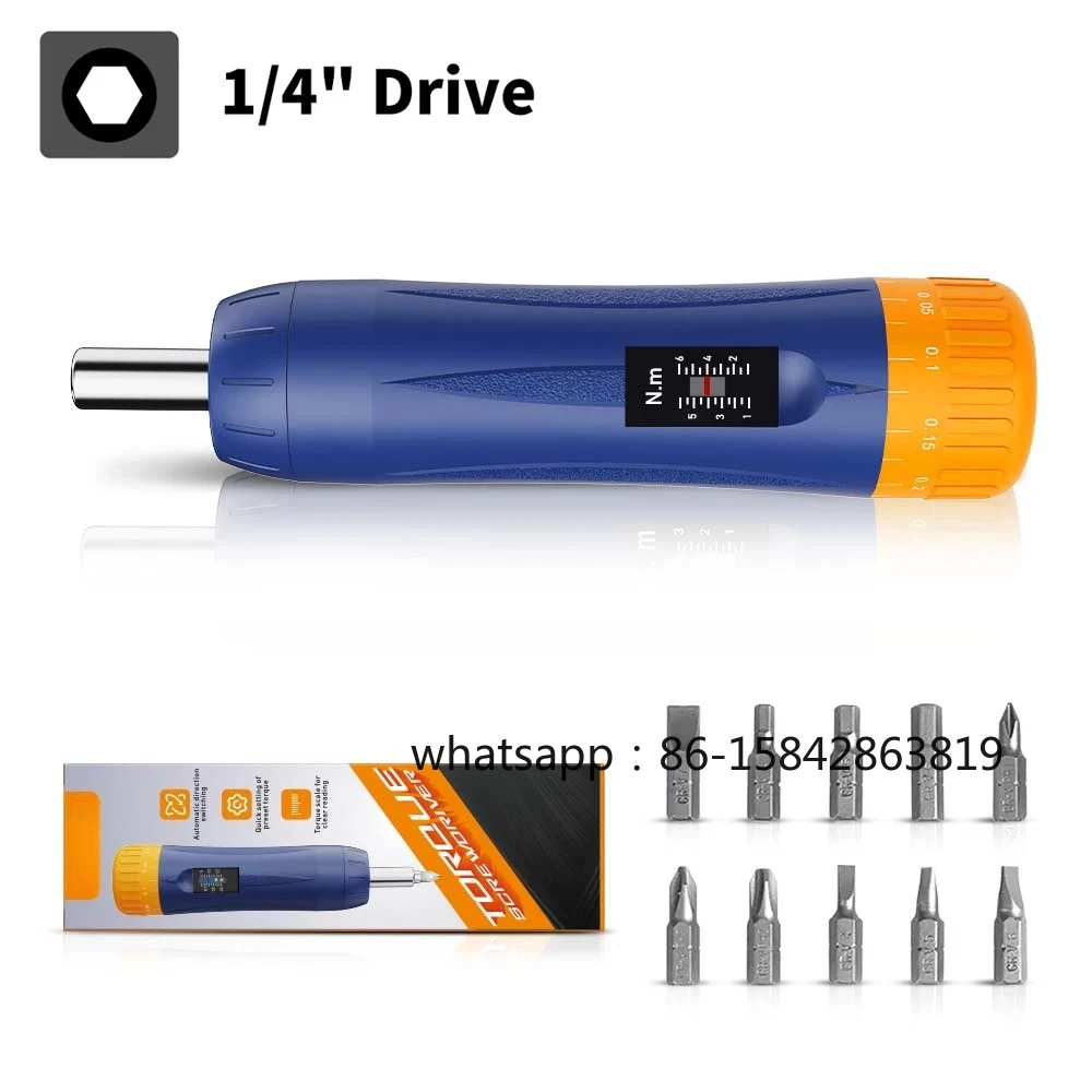 1/4'' Drive Professional Preset Torque Screwdriver 1-6 Nm Precision Adjustable Torque Wrench Tools Set for Bike Repairing
1/4'' Drive Professional Preset Torque Screwdriver 1-6 Nm Precision Adjustable Torque Wrench Tools Set for Bike Repairing
