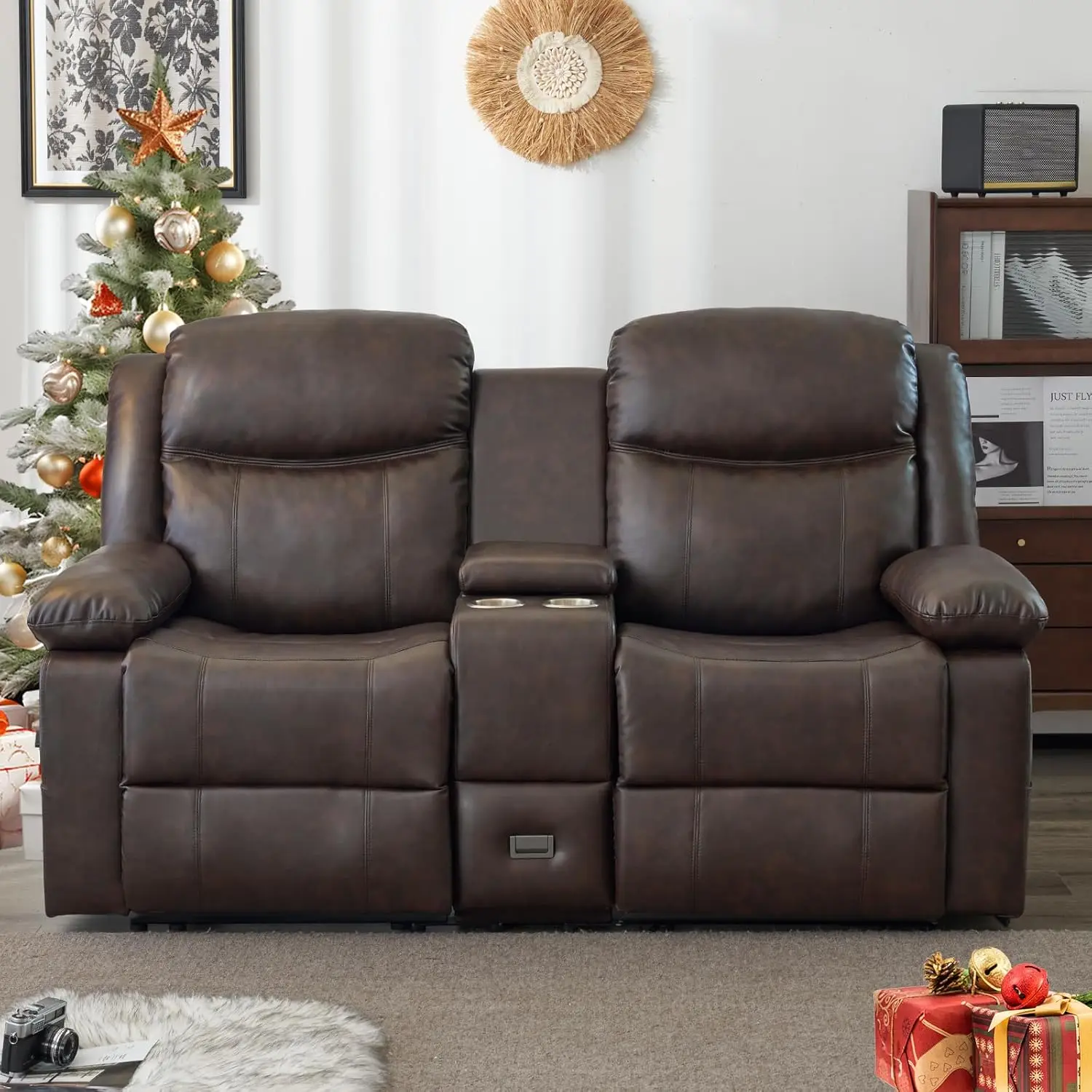 Loveseat Recliner Sofa, PU Leather Sofa Couch, Manual Recliner Loveseat with Console, Double Reclining RV Sofa with, Customized
Loveseat Recliner Sofa, PU Leather Sofa Couch, Manual Recliner Loveseat with Console, Double Reclining RV Sofa with, Customized