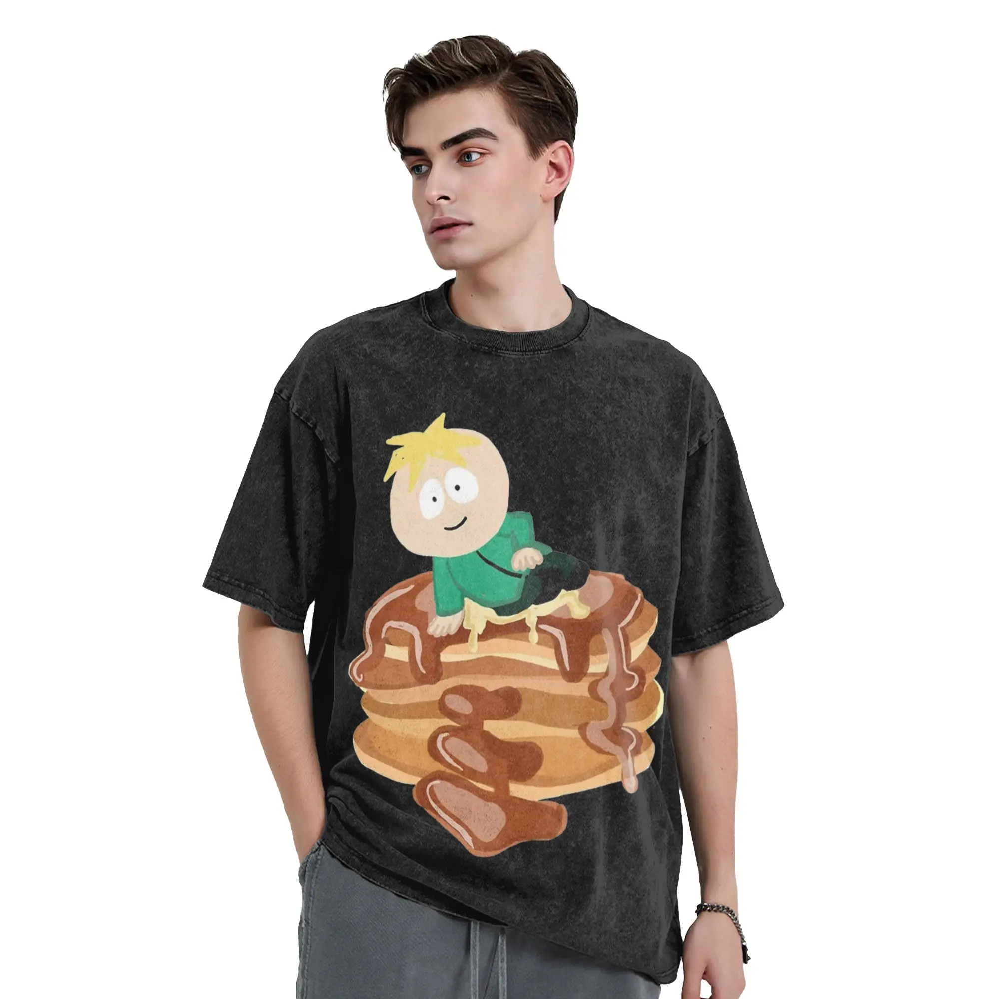 Washed T Shirts Cartoon South-Parks Butters on Your Pancake Retro T-Shirt Streetwear Short Sleeve Printed Tees for Men Women
Washed T Shirts Cartoon South-Parks Butters on Your Pancake Retro T-Shirt Streetwear Short Sleeve Printed Tees for Men Women