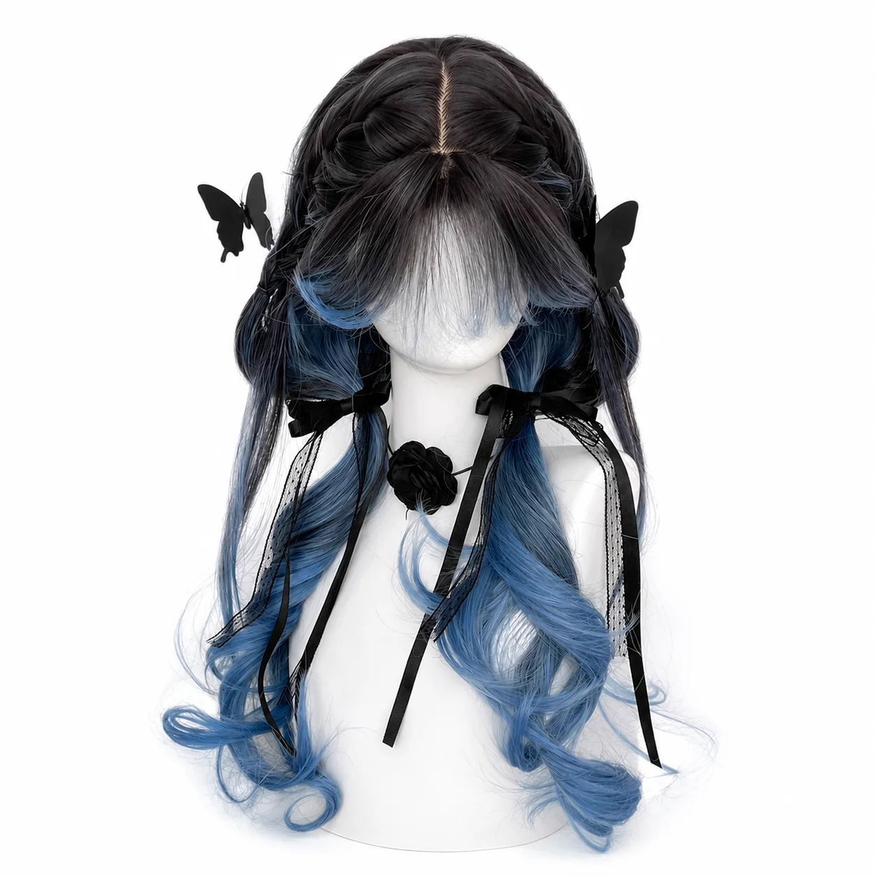 Blue dyed wig, women's long hair lolita, black blue gradient air bangs, big waves, long curly hair synthetic full head cover
Blue dyed wig, women's long hair lolita, black blue gradient air bangs, big waves, long curly hair synthetic full head cover