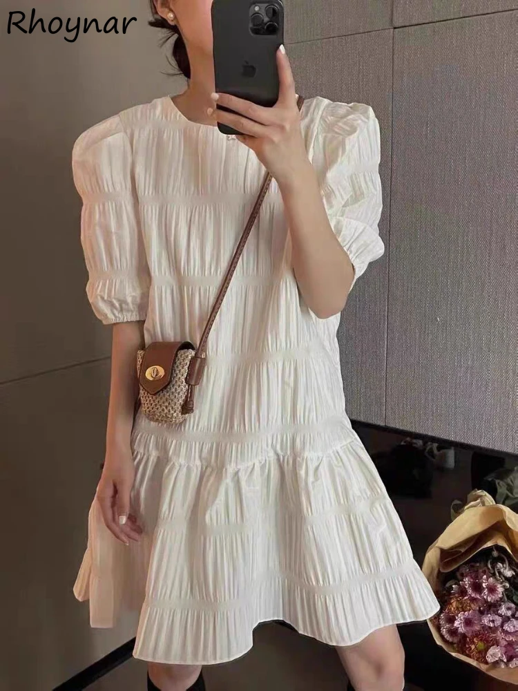Puff Sleeve Dress Summer Folds Fashion A-line Sweet Preppy Style Korean Version Solid Casual Princess Tender Youth Popular Chic
Puff Sleeve Dress Summer Folds Fashion A-line Sweet Preppy Style Korean Version Solid Casual Princess Tender Youth Popular Chic