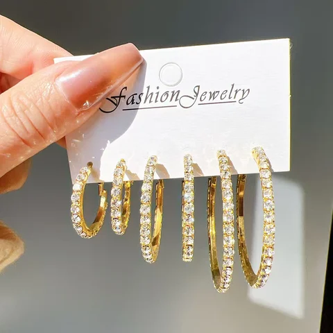 EVISPOL Shiny Big Circel Huggie Hoop Earrings for Women Sparkling Rhinestones Ear Buckles Earrings High-end Ear Loop Jewelry