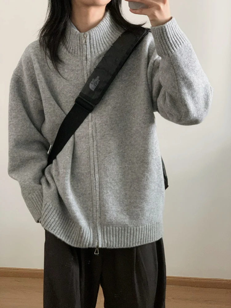 Retro Japanese Sle Zipper Cardigan Knitwear Loose Fit Stand Collar Sweater ex Autumn Winter Faion Brand Top
Retro Japanese Sle Zipper Cardigan Knitwear Loose Fit Stand Collar Sweater ex Autumn Winter Faion Brand Top