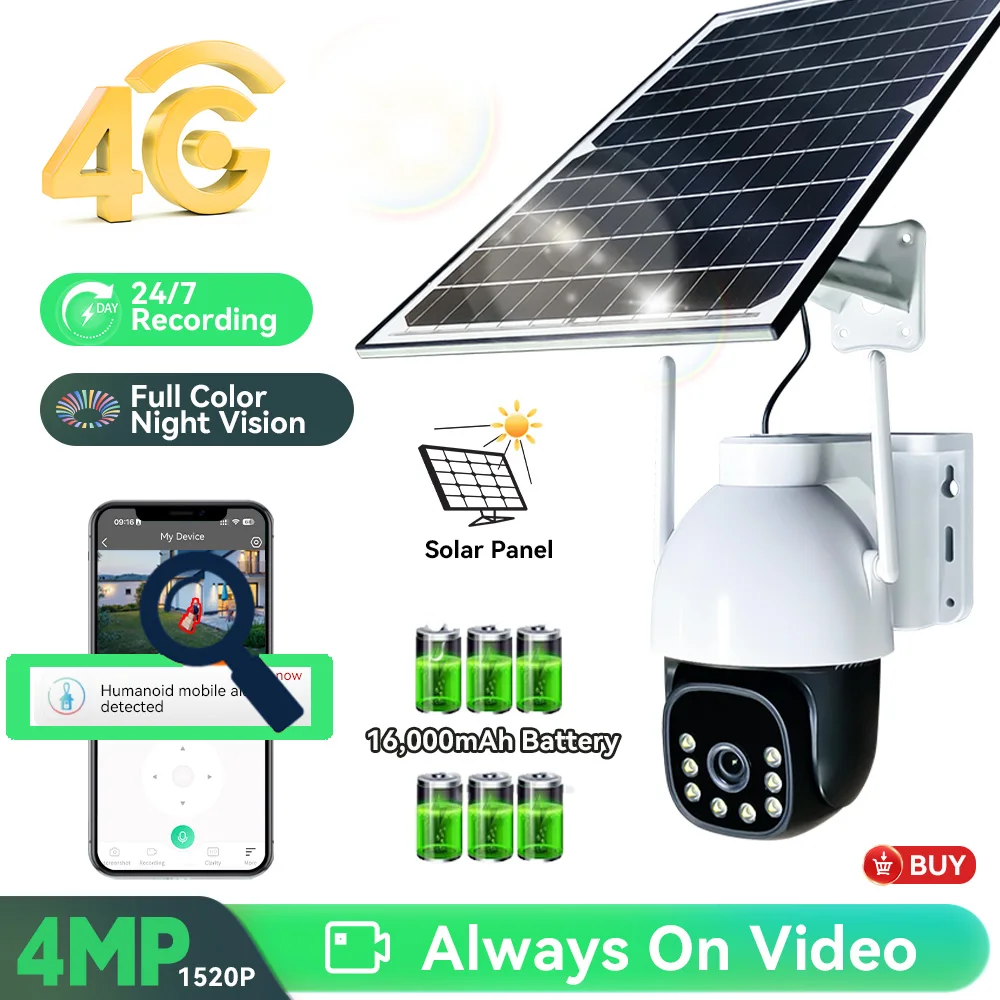 Meian 4MP AOV Video Solar Camera 4G 15W Panel Outdoor Waterproof Wifi Surveillance PTZ Cameras,Built-in 16000mAh battery
Meian 4MP AOV Video Solar Camera 4G 15W Panel Outdoor Waterproof Wifi Surveillance PTZ Cameras,Built-in 16000mAh battery