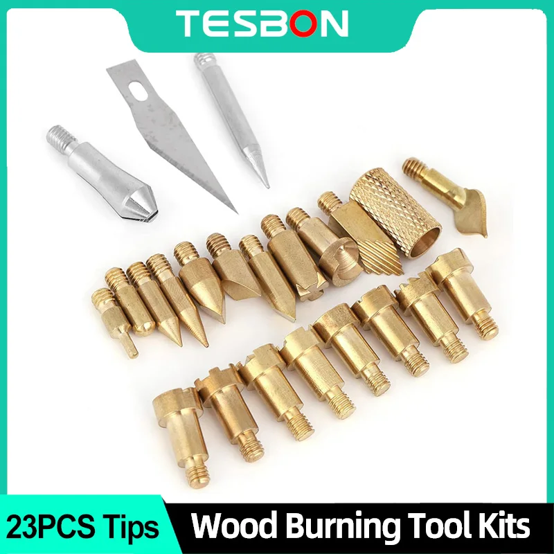 23pcs Wood Tips Set Pyrography Brass Wood Burning Tip for Wood Soldering Carving Embossing Woodburning Accessories
23pcs Wood Tips Set Pyrography Brass Wood Burning Tip for Wood Soldering Carving Embossing Woodburning Accessories