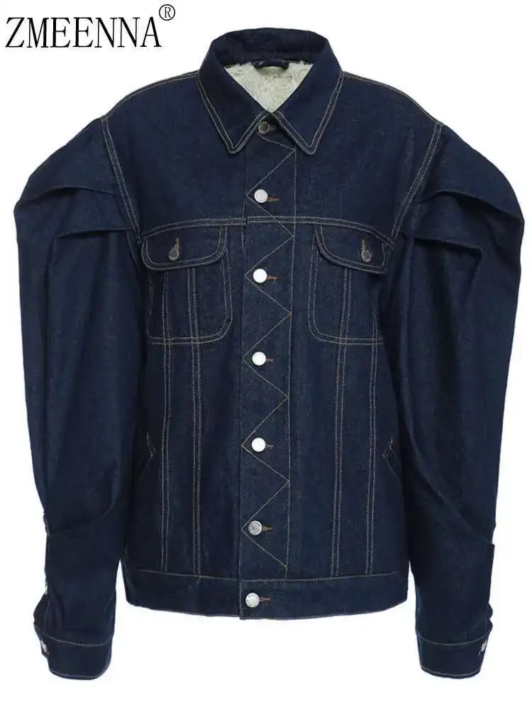 ZMEENNA Blue Denim Long Sleeve Turn Down Collar Single Breasted Coats For Women 2024 Spring New Female Tops Jackets ZM109
ZMEENNA Blue Denim Long Sleeve Turn Down Collar Single Breasted Coats For Women 2024 Spring New Female Tops Jackets ZM109
