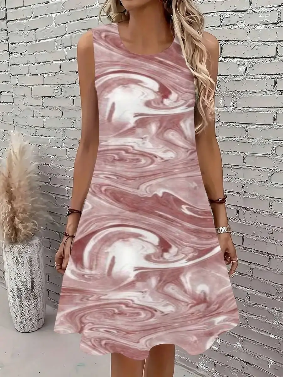 Womens Marbled Print Sleeveless Round Neck Dress Loose Fit Casual Spring Summer Outfit
Womens Marbled Print Sleeveless Round Neck Dress Loose Fit Casual Spring Summer Outfit