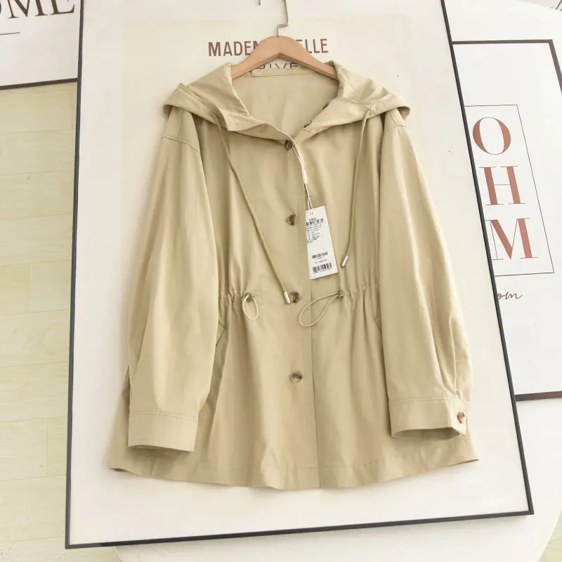 Loose Waist Slimming i Color Coat Women's Casual Long Sve Hooded Mid-Length Single Button Closure Color Windbreaker
Loose Waist Slimming i Color Coat Women's Casual Long Sve Hooded Mid-Length Single Button Closure Color Windbreaker