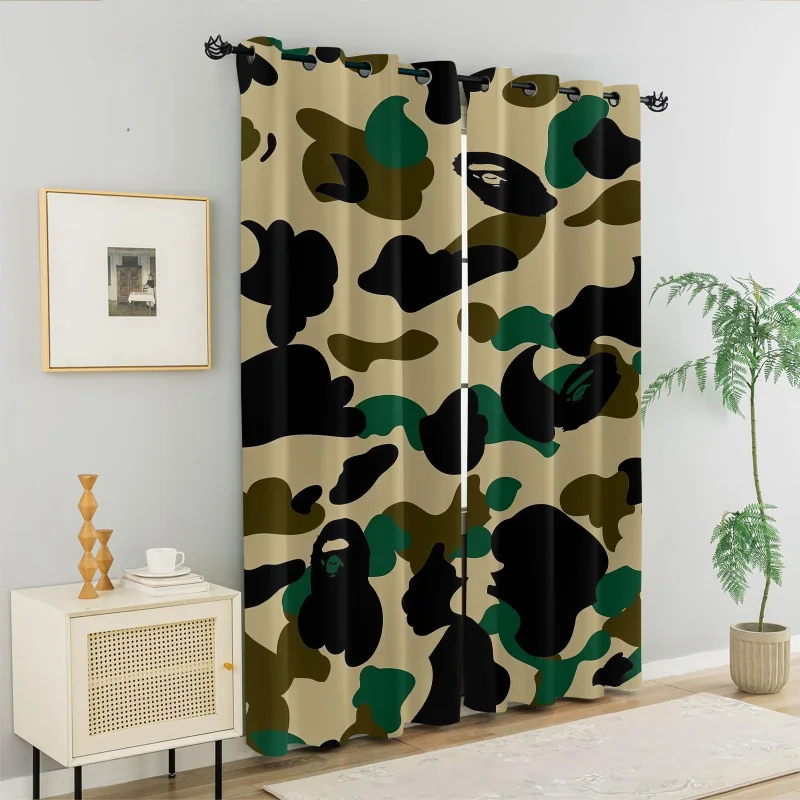 2Pcs Green Brown Camouflage Print Perforated Blackout Curtains, Multi Size Teen Room Bedroom Insulation Decoration
2Pcs Green Brown Camouflage Print Perforated Blackout Curtains, Multi Size Teen Room Bedroom Insulation Decoration