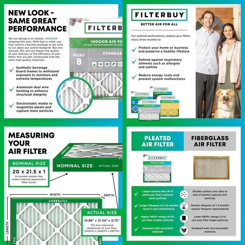 6-Pack MERV 8 Pleated Air Filters - 19.88 x 21.50 x 0.75 for Dust and Allergy Relief, HVAC AC Furnace Replacement
6-Pack MERV 8 Pleated Air Filters - 19.88 x 21.50 x 0.75 for Dust and Allergy Relief, HVAC AC Furnace Replacement