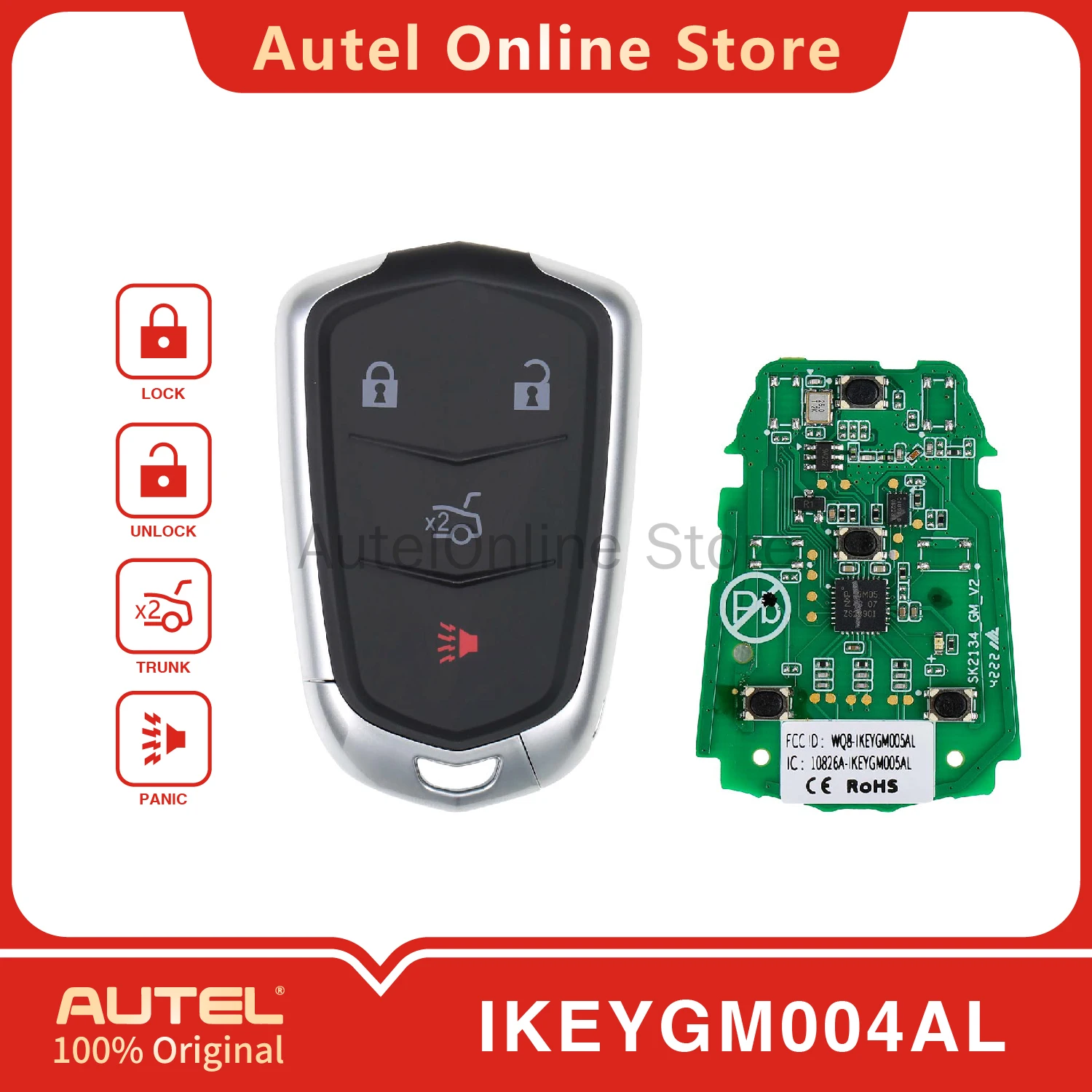 AUTEL IKEYGM004AL Универсальный интеллектуальный дистанционный ключ с 4 кнопками для KM100/IM508/IM608 для GM/Cadillac
AUTEL IKEYGM004AL Универсальный интеллектуальный дистанционный ключ с 4 кнопками для KM100/IM508/IM608 для GM/Cadillac