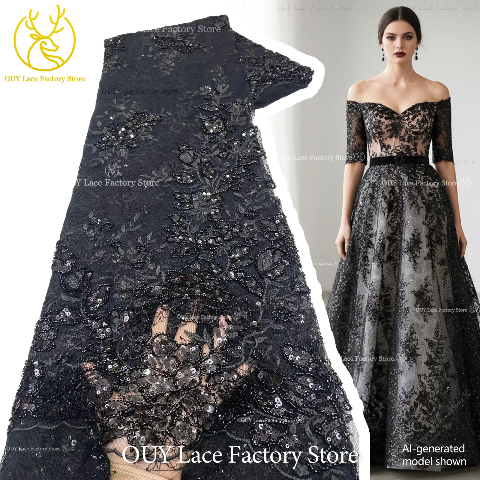 Fashion Nigerian Embroidery Beaded Lace 2026 Black French Sequins Tulle Lace African Lace Fabric For Wedding Dress Sewing
Fashion Nigerian Embroidery Beaded Lace 2026 Black French Sequins Tulle Lace African Lace Fabric For Wedding Dress Sewing