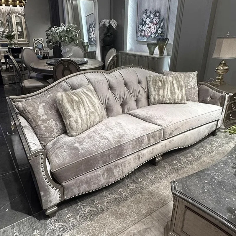 American solid wood sofa ART Zhuyuan villa European living room retro light luxury light American carved three-person sofa
American solid wood sofa ART Zhuyuan villa European living room retro light luxury light American carved three-person sofa