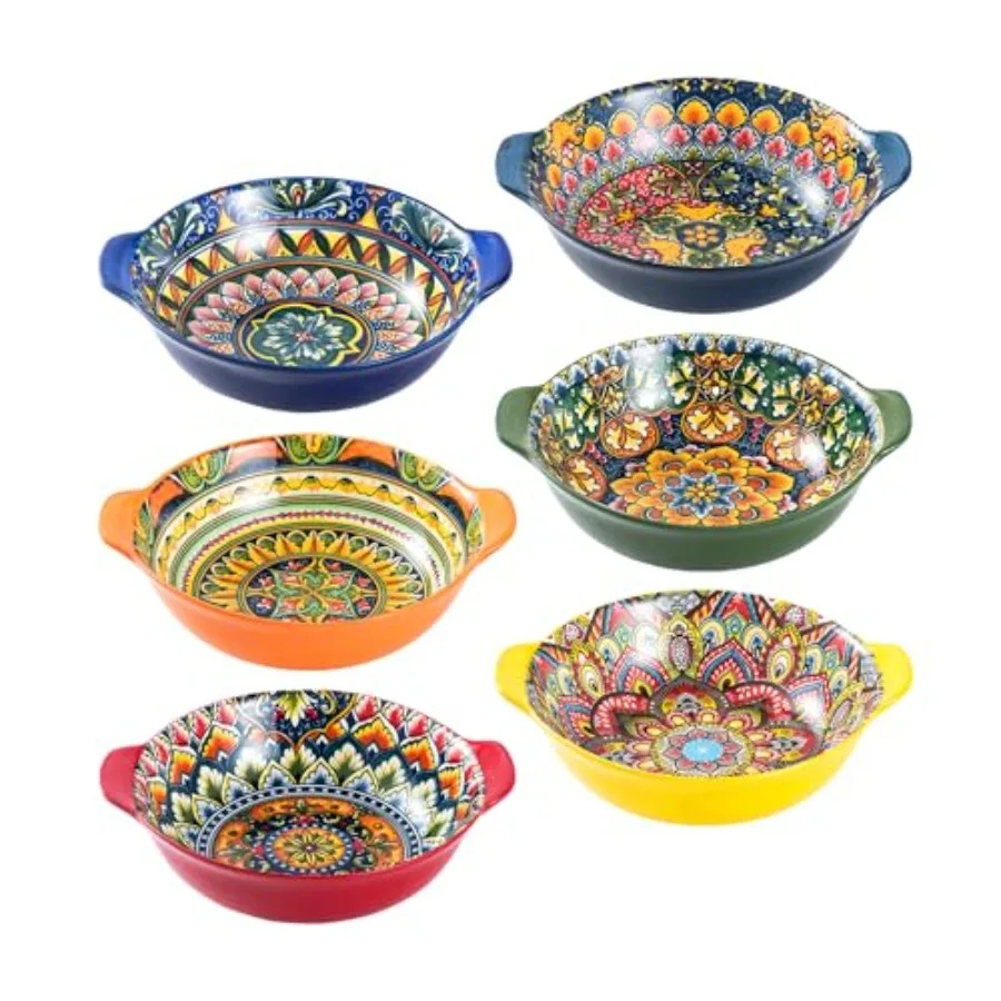 Ceramic Soup Bowls Set 14 oz Cereal Bowl Set of 6 Porcelain Small Dessert Bowls with Handle for Serving Snack Salad Bohemian Mi
Ceramic Soup Bowls Set 14 oz Cereal Bowl Set of 6 Porcelain Small Dessert Bowls with Handle for Serving Snack Salad Bohemian Mi