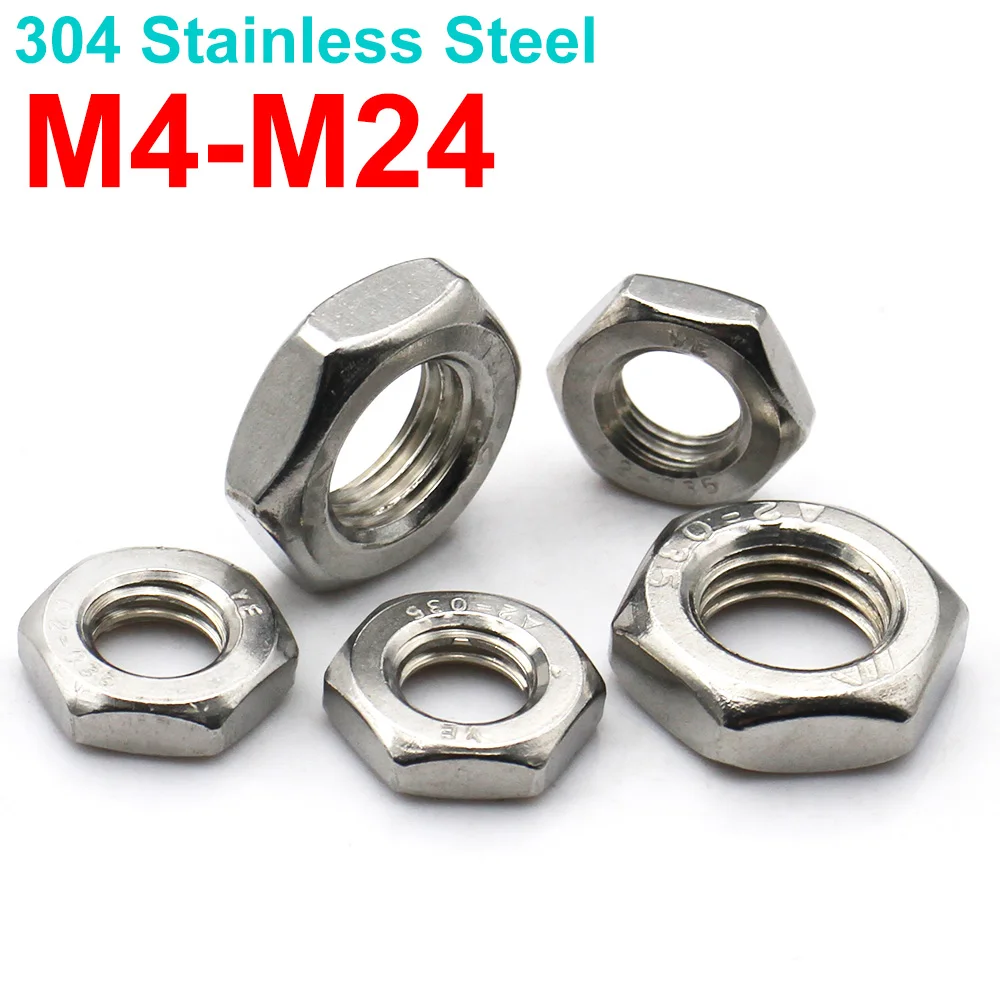 304 Stainless Steel Thin Hex Fine Thread Nuts Metric M4-M24
304 Stainless Steel Thin Hex Fine Thread Nuts Metric M4-M24