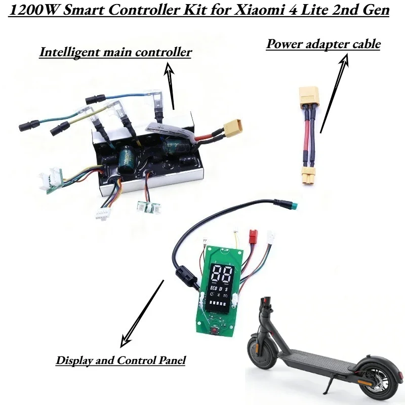1200W Smart Controller Kit for Xiaomi4 Lite 2nd Gen with Display & XT30-XT60 Cable,24-63V 7-25A Replacement Part
1200W Smart Controller Kit for Xiaomi4 Lite 2nd Gen with Display & XT30-XT60 Cable,24-63V 7-25A Replacement Part