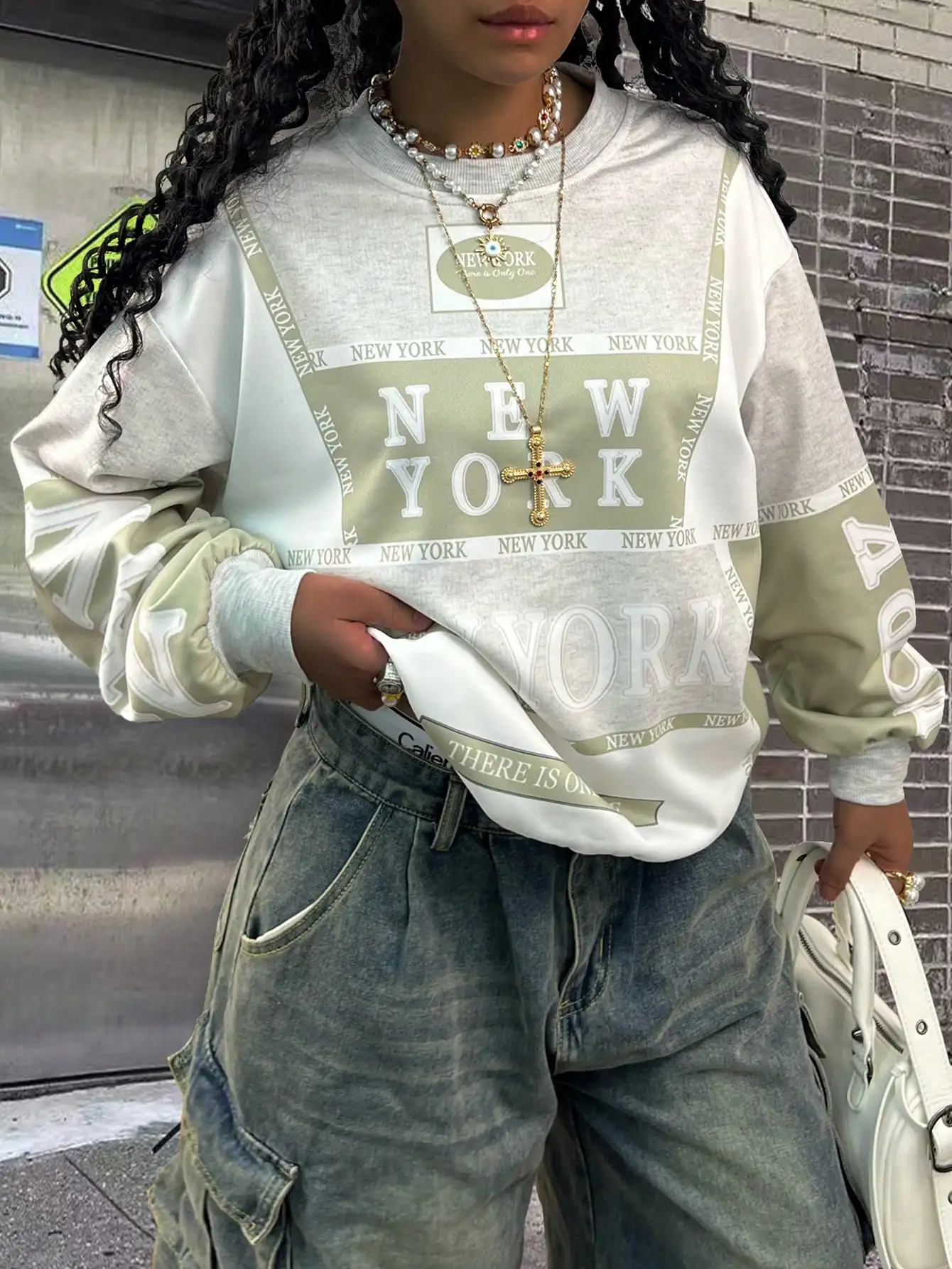 Women's Drop Shoulder New York Print Casual Crewneck Sweatshirt, Street Style Long Sleeve Top
Women's Drop Shoulder New York Print Casual Crewneck Sweatshirt, Street Style Long Sleeve Top
