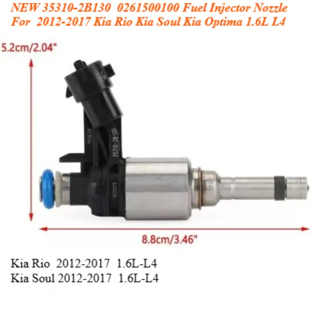 NEW 35310-2B130 0261500100 Fuel Injector Nozzle For 2012-2017 Kia Rio Kia Soul Kia Optima 1.6L L4
NEW 35310-2B130 0261500100 Fuel Injector Nozzle For 2012-2017 Kia Rio Kia Soul Kia Optima 1.6L L4