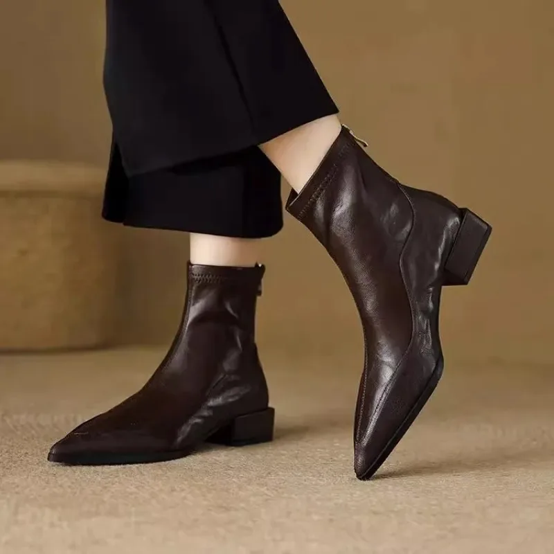 Fashion Vintage Thick Heels Women Slim Ankle Boots Autumn Winter Pointed Toe Stripper Party Short Booties Zapatos De Mujer
Fashion Vintage Thick Heels Women Slim Ankle Boots Autumn Winter Pointed Toe Stripper Party Short Booties Zapatos De Mujer