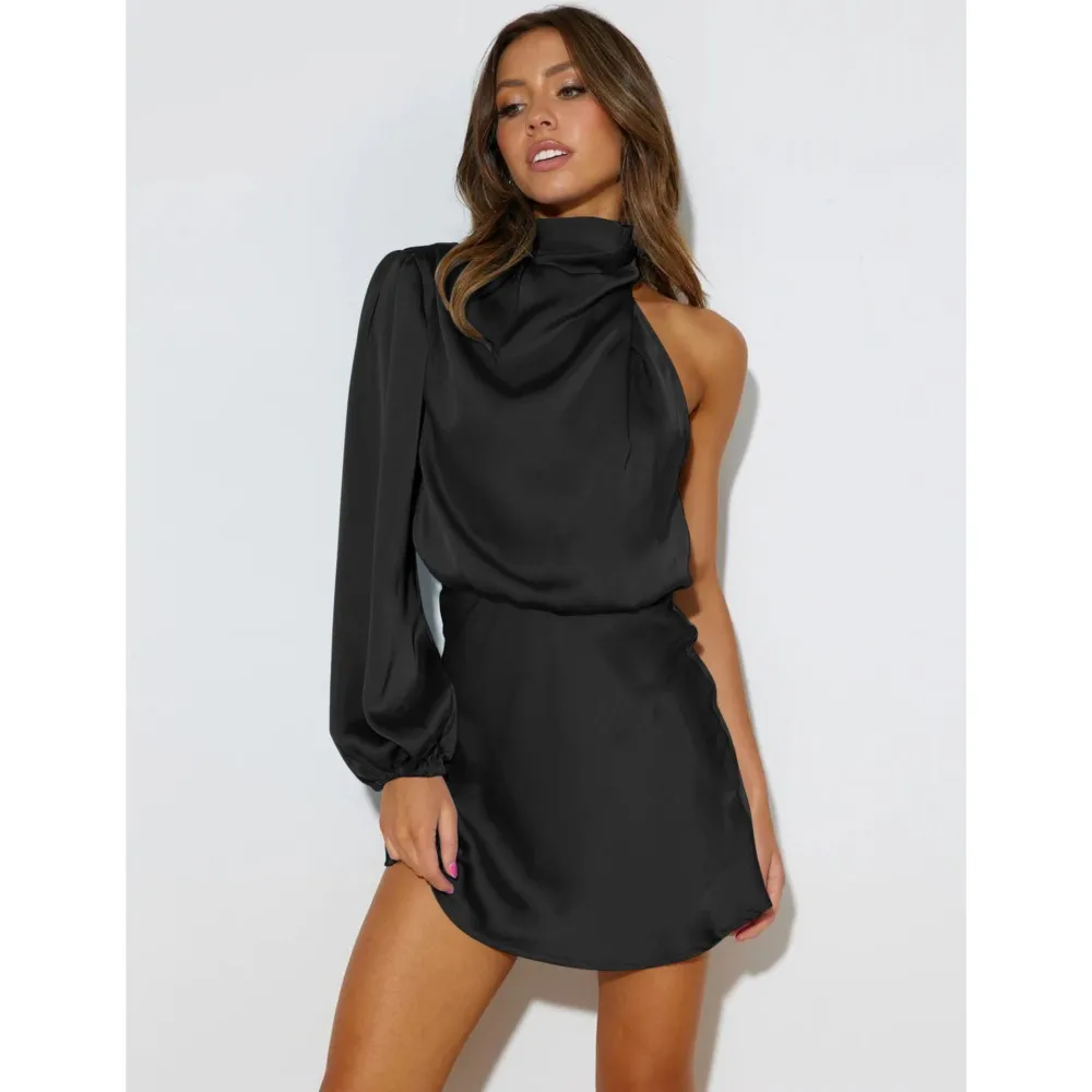 Spring Summer New Slim Fit Bag Hip Elegant Long Sleeved Short Dress Female Sexy One Shoulder Sleeved Halter Women's Party Dress
Spring Summer New Slim Fit Bag Hip Elegant Long Sleeved Short Dress Female Sexy One Shoulder Sleeved Halter Women's Party Dress