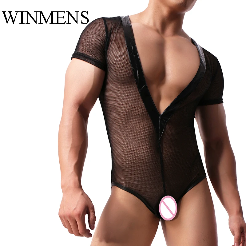 Adult Men's Black Transparent Mesh One Piece Pajamas Breathable Big V-neck Fishnet Jumpsuit Gay Sissy Erotic Performance Attire
Adult Men's Black Transparent Mesh One Piece Pajamas Breathable Big V-neck Fishnet Jumpsuit Gay Sissy Erotic Performance Attire