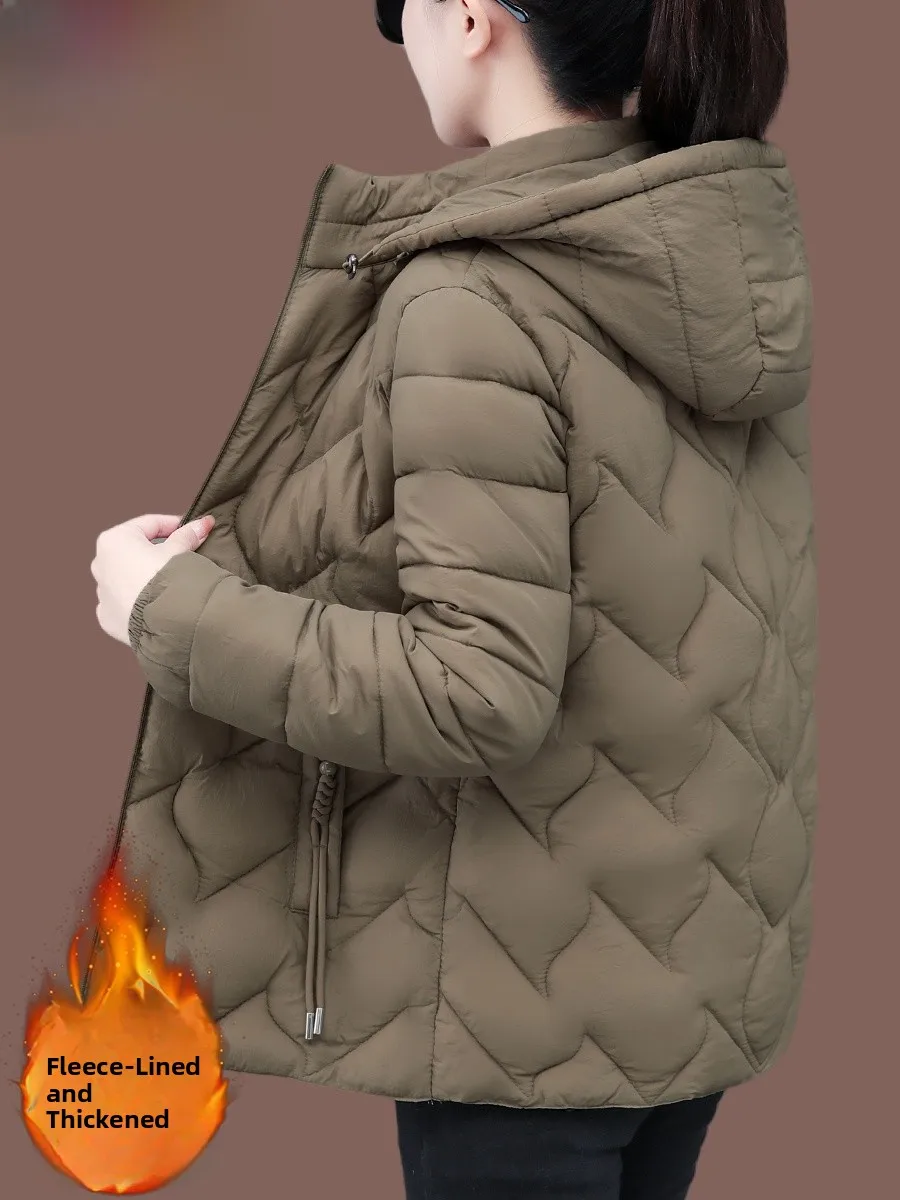 TUCANO Women's Thickened down Cotton Jacket Winter Coat Korean Style Loose Fit with Hood Nylon Fabric Long Sleeve Plaid Pattern
TUCANO Women's Thickened down Cotton Jacket Winter Coat Korean Style Loose Fit with Hood Nylon Fabric Long Sleeve Plaid Pattern
