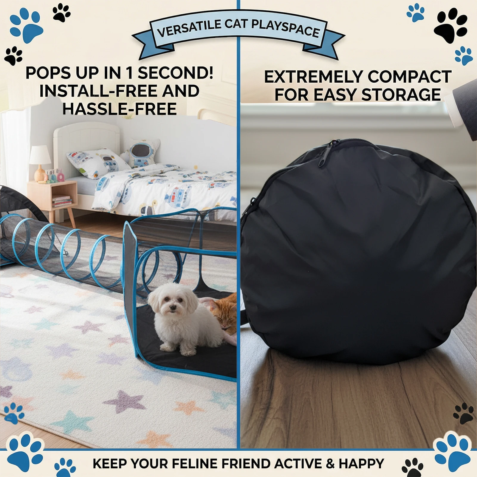 3-in-1 Portable Mesh Pet Fence Playhouse Multi-Animal Cage with Tunnel Indoor Outdoor Easy Setup for Cats And Small Animals
3-in-1 Portable Mesh Pet Fence Playhouse Multi-Animal Cage with Tunnel Indoor Outdoor Easy Setup for Cats And Small Animals