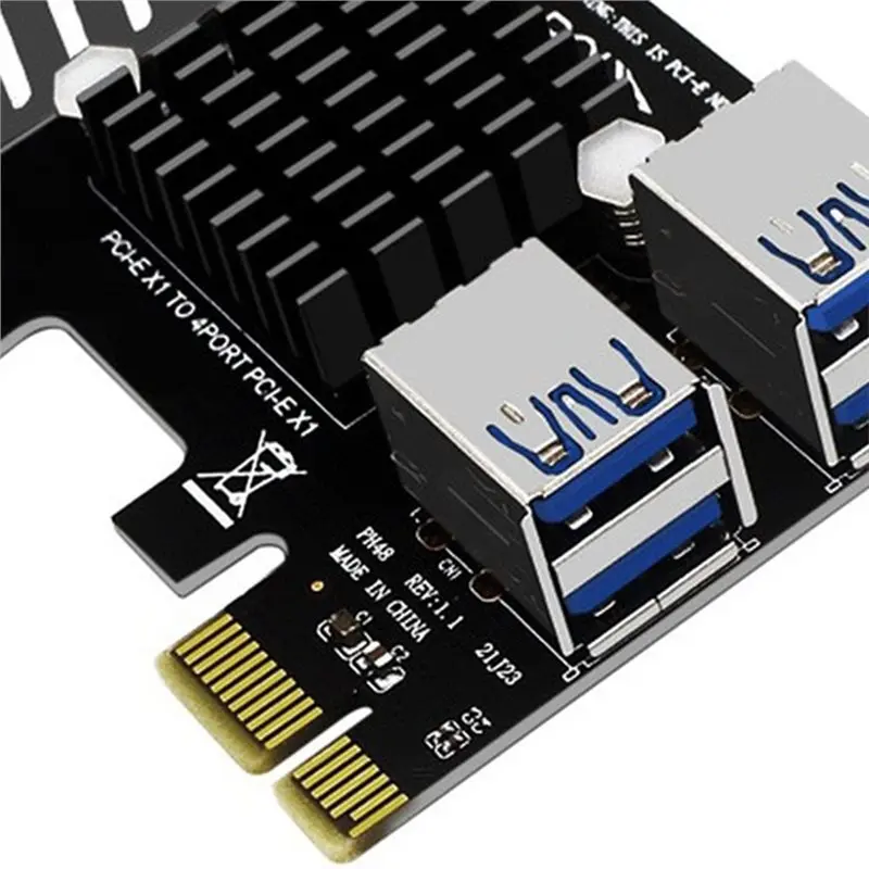 PCI-E Riser Card 1 To 4 PCI-Express X1 Slots 4 Port PCIE 1X Adapter Graphics Card Expansion Multiplier Card ASM1184E
PCI-E Riser Card 1 To 4 PCI-Express X1 Slots 4 Port PCIE 1X Adapter Graphics Card Expansion Multiplier Card ASM1184E