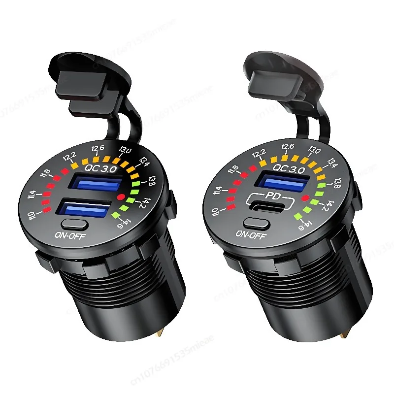 12V-24V PD QC3.0 Dual USB Car Charger Socket with Voltmeter Switch Waterproof Car USB Outlet for Car Boat Motorcycle Truck Golf
12V-24V PD QC3.0 Dual USB Car Charger Socket with Voltmeter Switch Waterproof Car USB Outlet for Car Boat Motorcycle Truck Golf