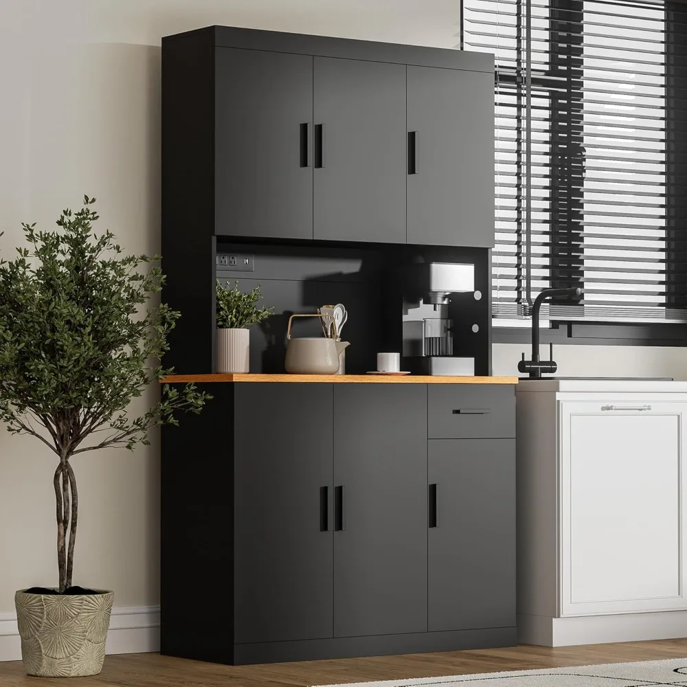 Kitchen Pantry Cabinet, 71" Tall Kitchen Storage Cabinet with Power Outlet, Freestanding Kitchen Hutch with countertop
Kitchen Pantry Cabinet, 71" Tall Kitchen Storage Cabinet with Power Outlet, Freestanding Kitchen Hutch with countertop