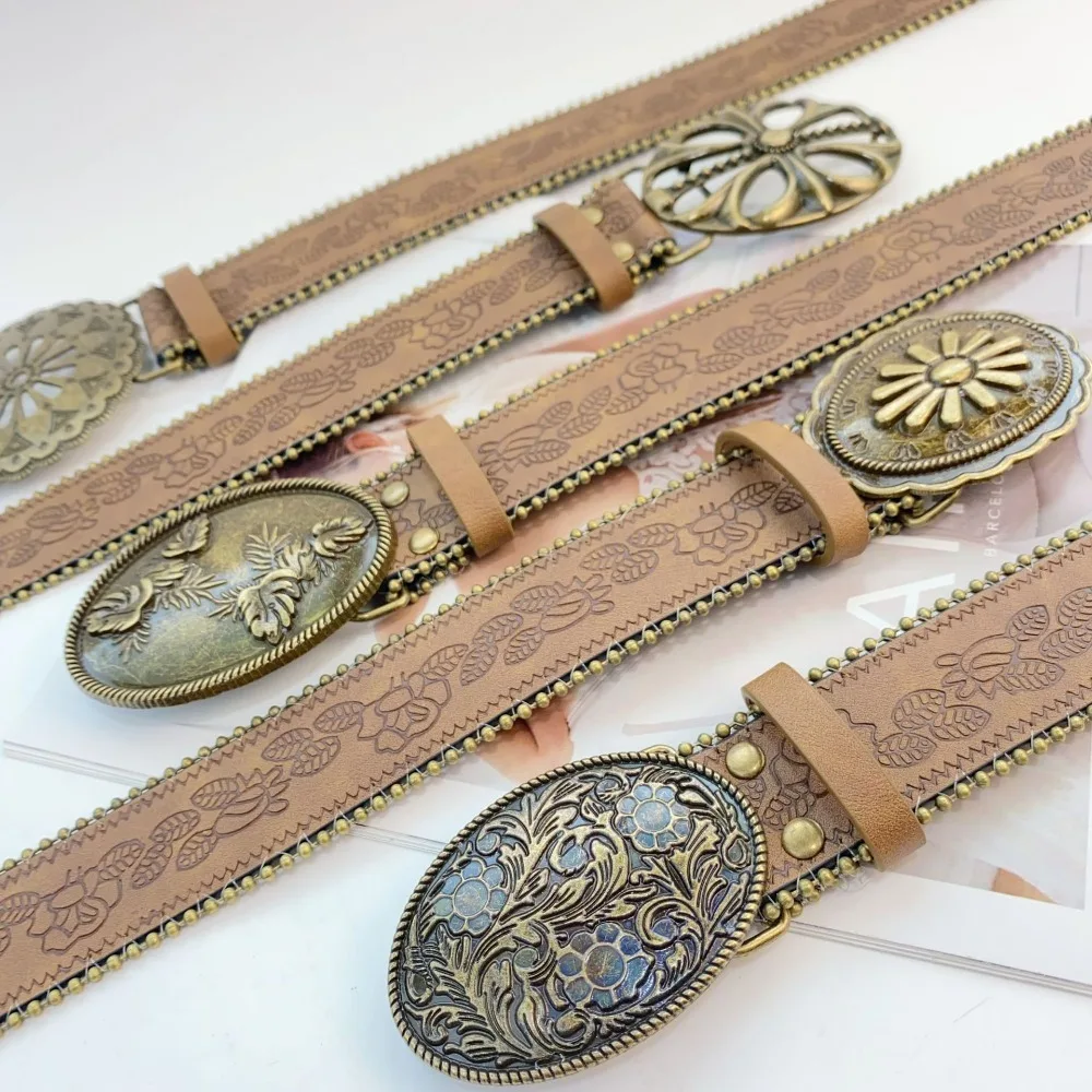 Fashion Alloy Cowgirl Buckle Belt Vintage Strap Buckle Cowboy Waistband Jeans Decor Punk Flower PU Hollow Belt Dress Decoration
Fashion Alloy Cowgirl Buckle Belt Vintage Strap Buckle Cowboy Waistband Jeans Decor Punk Flower PU Hollow Belt Dress Decoration