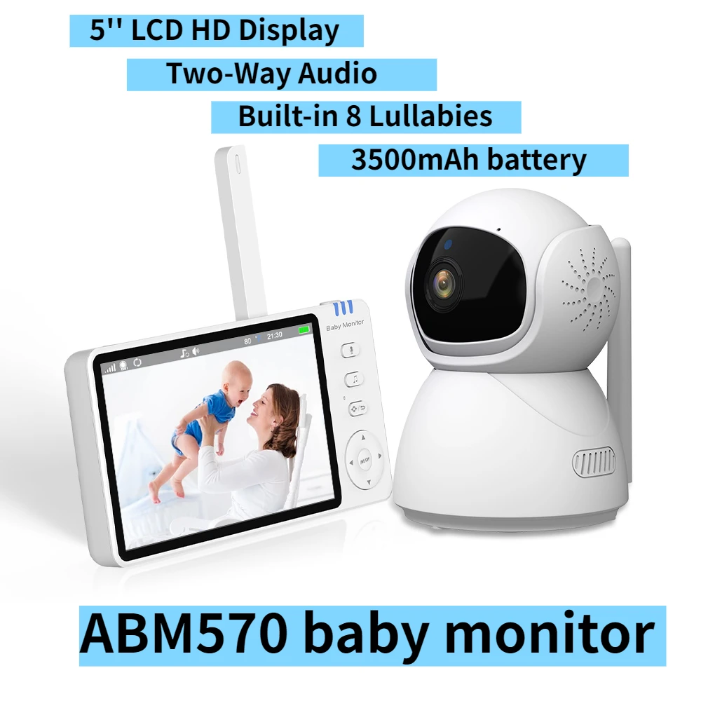 Baby Monitor with Built-in Lullabies ABM570 5" LCD Screen with Night Vision,2-Way Audio,Temperature Sensor,for Home Security
Baby Monitor with Built-in Lullabies ABM570 5" LCD Screen with Night Vision,2-Way Audio,Temperature Sensor,for Home Security