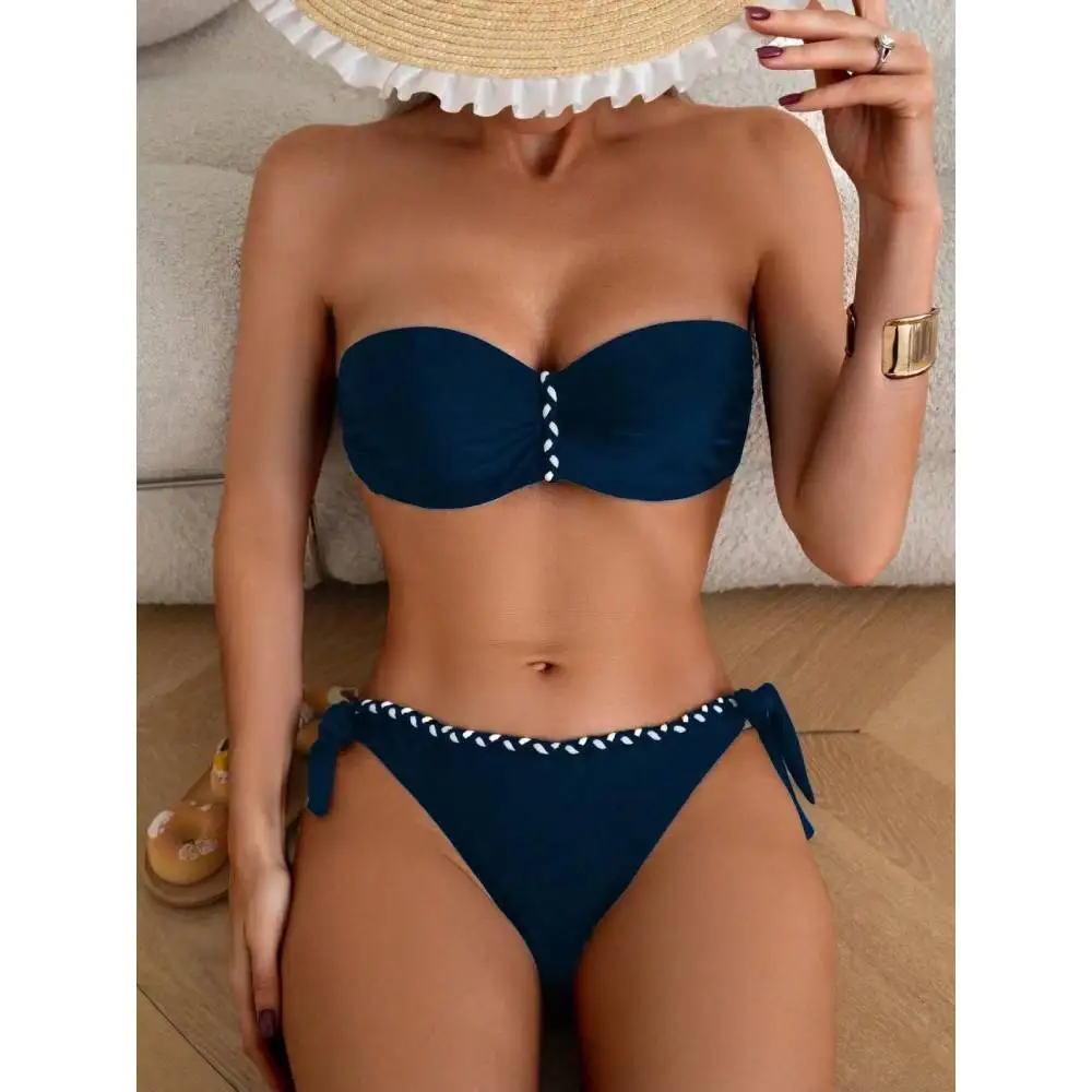 Cikini Summer Beach Solid Color Bikini Set Pleated Bandeau Two-Piece Swimwear Bathing Suit For Women
Cikini Summer Beach Solid Color Bikini Set Pleated Bandeau Two-Piece Swimwear Bathing Suit For Women