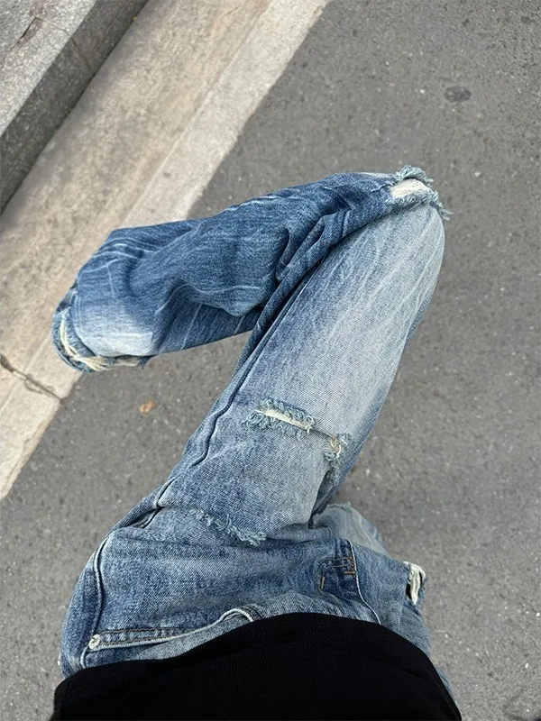 Джинсы с отверстиями и молнией, мужские летние тонкие американские ретро-модные свободные прямые расклешенные длинные брюки
Джинсы с отверстиями и молнией, мужские летние тонкие американские ретро-модные свободные прямые расклешенные длинные брюки